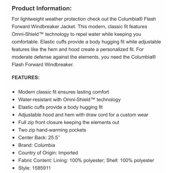 NEW Columbia WindBreaker Jacket - Picture 7 of 8